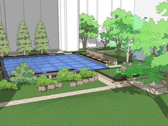 Sketchup景观模型|小区景观，住宅景观，古典风格