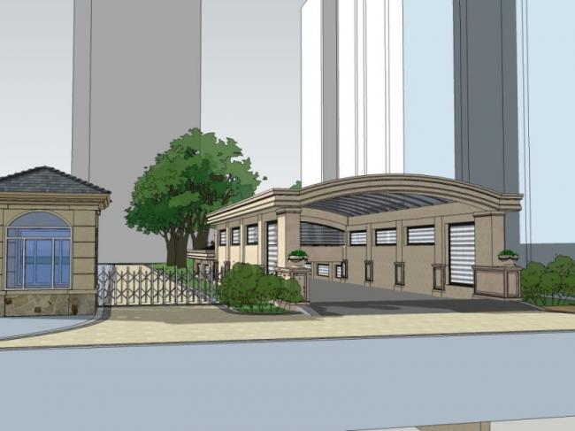 Sketchup景观模型|小区景观，住宅景观，古典风格