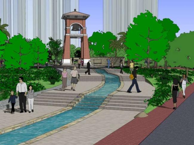 Sketchup景观模型|小区景观，住宅景观，古典风格