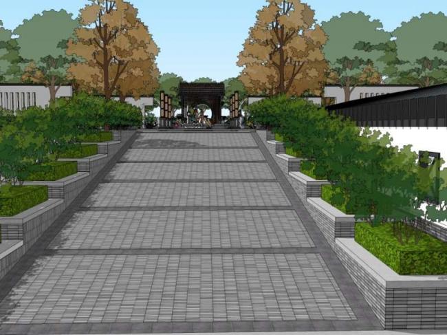 Sketchup景观模型|小区景观，住宅景观，中式风格