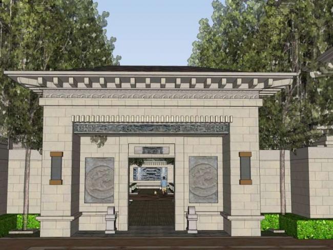 Sketchup景观模型|花园洋房小区景观，住宅景观，中式风格