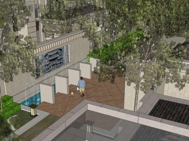 Sketchup景观模型|花园洋房小区景观，住宅景观，中式风格