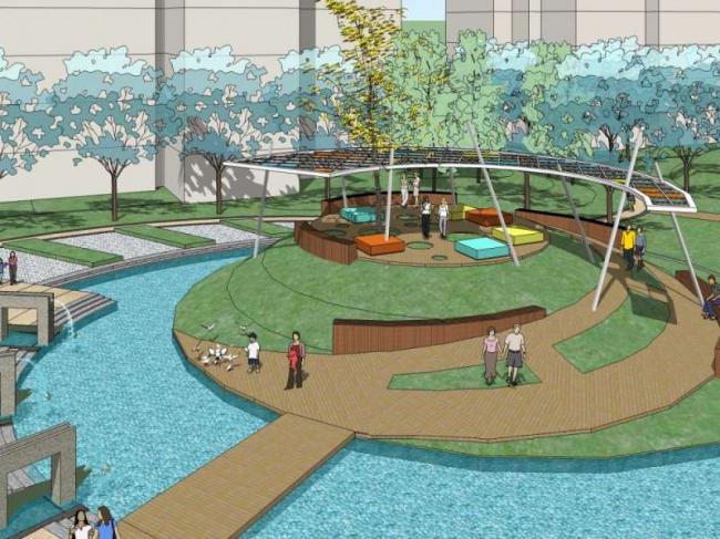 Sketchup景观模型|小区景观，住宅景观，现代风格