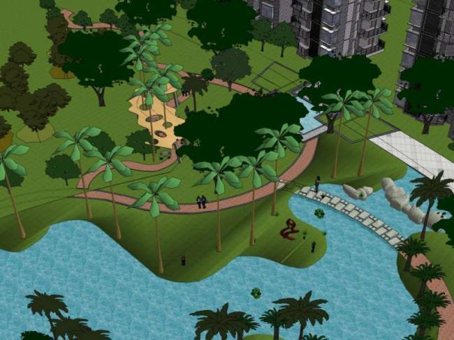 Sketchup景观模型|高层小区景观，住宅景观，现代风格