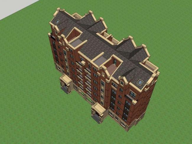 Sketchup住宅模型|多层住宅，英式古典风格