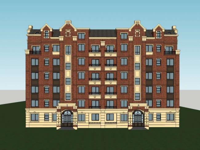 Sketchup住宅模型|多层住宅，英式古典风格