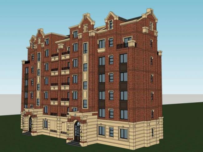 Sketchup住宅模型|多层住宅，英式古典风格