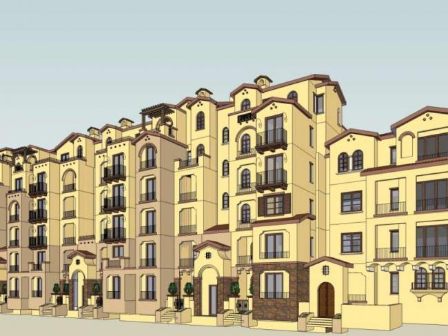 Sketchup住宅模型|多层住宅，花园洋房，古典风格