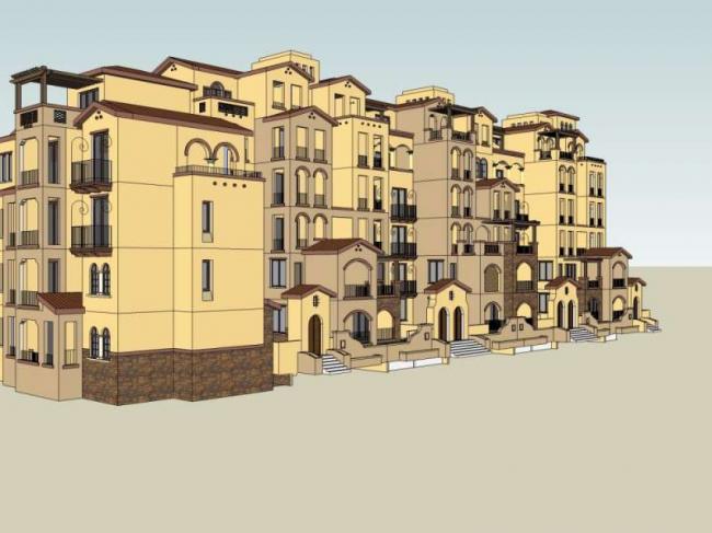Sketchup住宅模型|多层住宅，花园洋房，古典风格