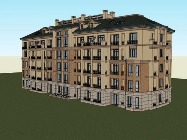 Sketchup住宅模型|多层住宅，花园洋房，古典风格