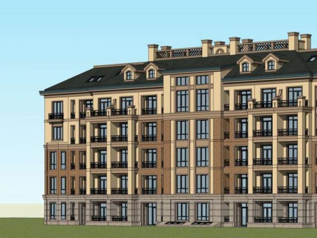 Sketchup住宅模型|多层住宅，花园洋房，古典风格