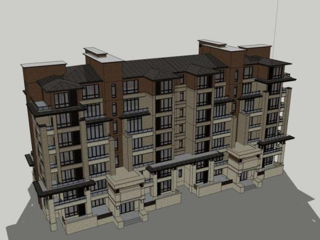 Sketchup住宅模型|多层住宅，居住建筑，古典风格