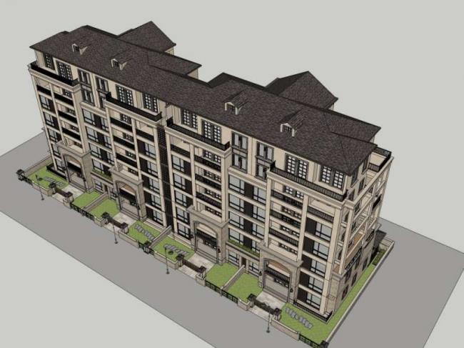 Sketchup住宅模型|多层住宅，花园洋房，古典风格