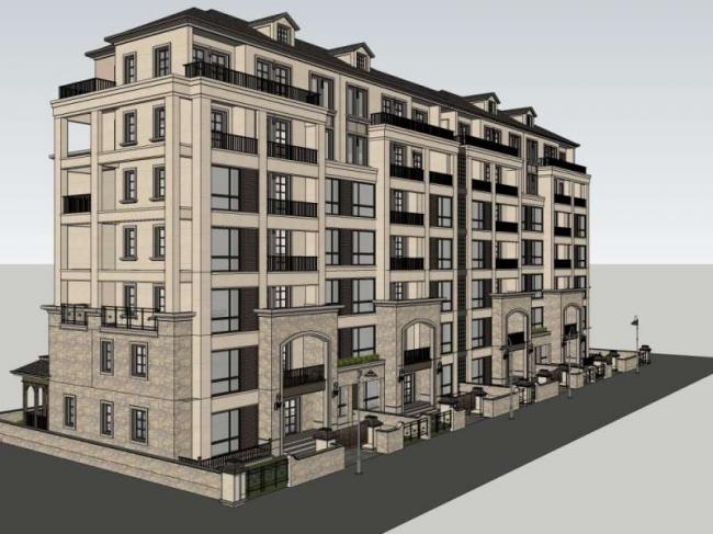 Sketchup住宅模型|多层住宅，花园洋房，古典风格