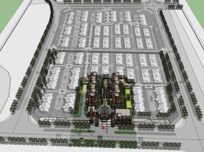 Sketchup住宅模型|多层住宅小区，花园洋房，古典风格
