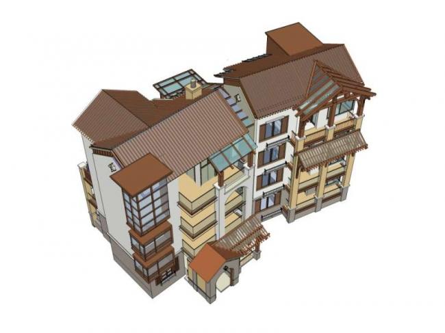 Sketchup住宅模型|多层住宅，欧式古典风格