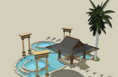 Sketchup小品模型|广场景观，亭子，小品，东南亚风格，古典风格-BIM建筑网