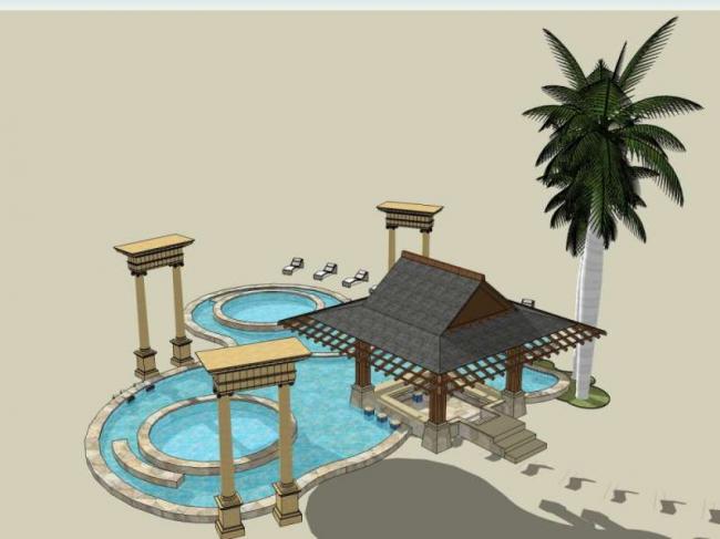 Sketchup小品模型|广场景观，亭子，小品，东南亚风格，古典风格