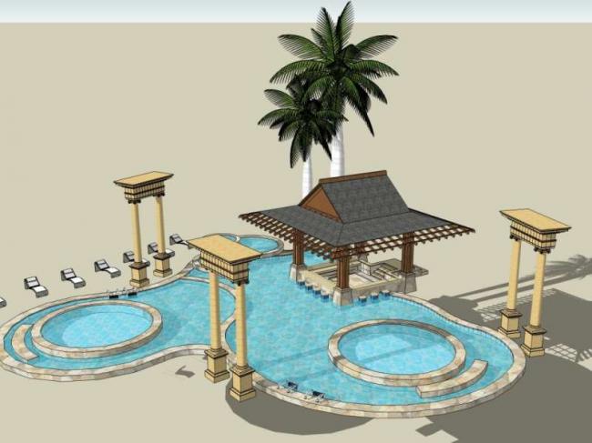 Sketchup小品模型|广场景观，亭子，小品，东南亚风格，古典风格