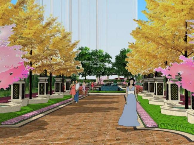 Sketchup景观模型|小区景观，住宅景观，古典风格