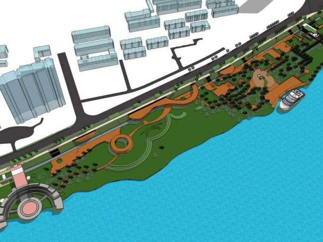 Sketchup景观模型|码头景观，滨水景观，现代风格