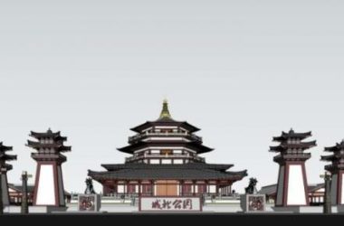 Sketchup景观模型|公园景观，中式风格，中式园林，古建-BIM建筑网