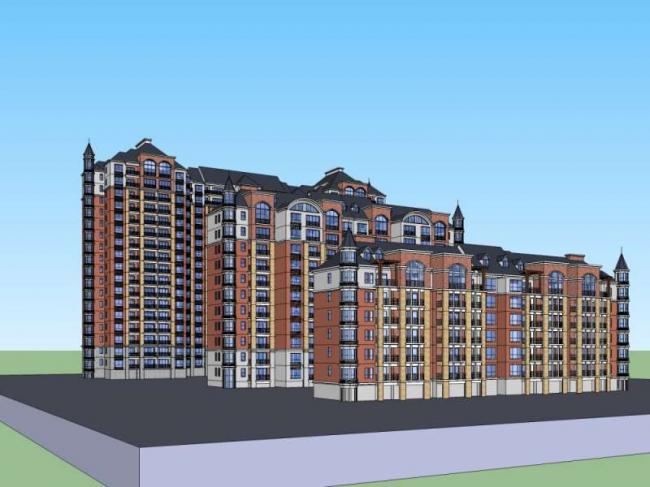 Sketchup住宅模型|高层住宅，古典风格