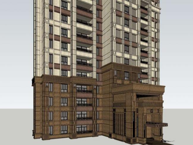 Sketchup住宅模型|超高层住宅，古典风格