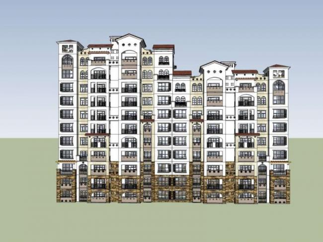 Sketchup住宅模型|高层住宅，古典风格