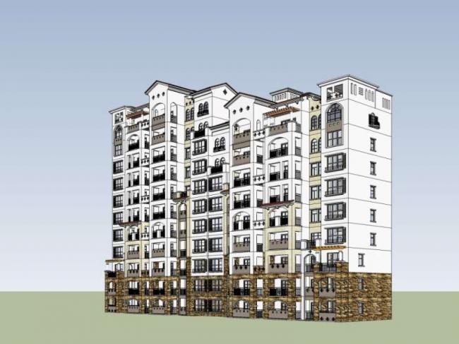 Sketchup住宅模型|高层住宅，古典风格