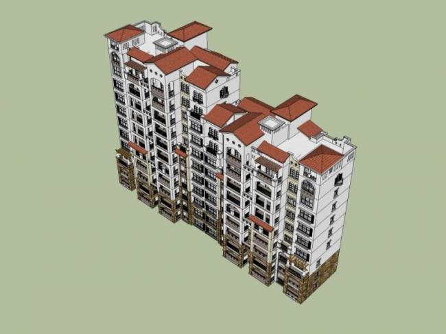 Sketchup住宅模型|高层住宅，古典风格