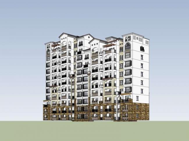 Sketchup住宅模型|高层住宅，古典风格