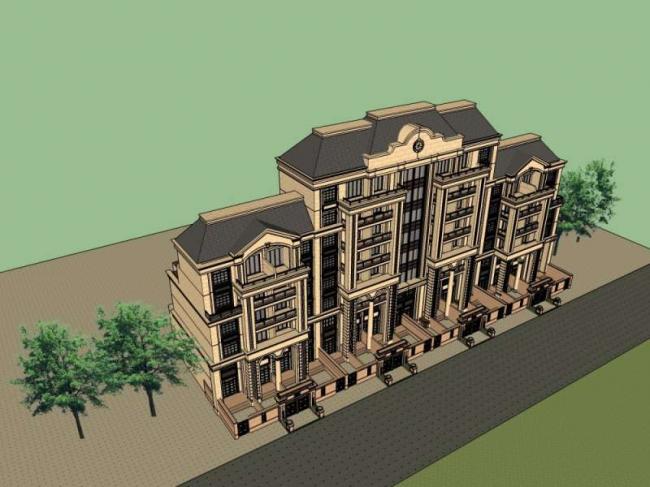 Sketchup住宅模型|高层住宅楼，欧式古典风格