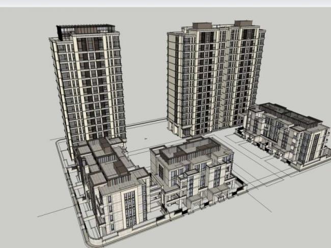 Sketchup住宅模型|高层住宅楼，居住建筑，古典风格