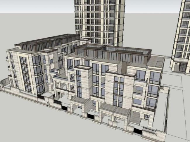 Sketchup住宅模型|高层住宅楼，居住建筑，古典风格