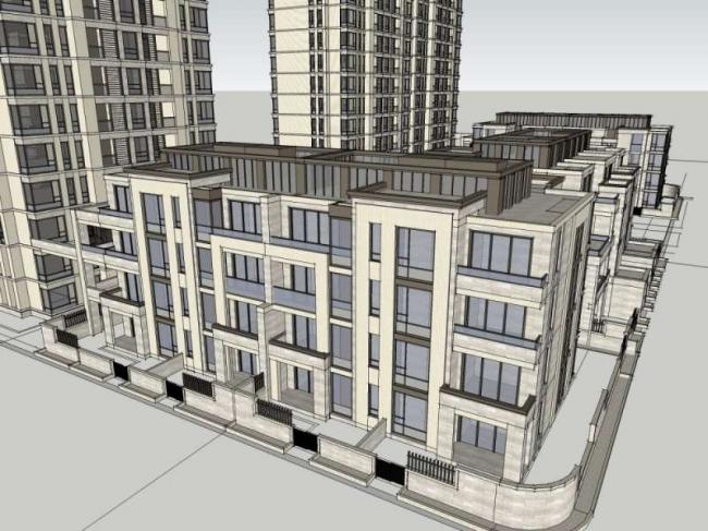 Sketchup住宅模型|高层住宅楼，居住建筑，古典风格