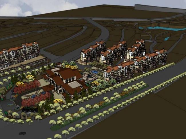 Sketchup住宅模型|多层住宅小区，售楼处，古典风格