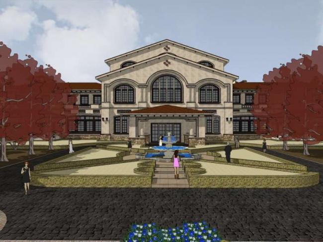 Sketchup住宅模型|多层住宅小区，售楼处，古典风格