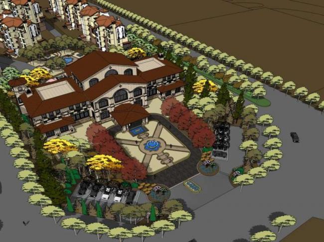 Sketchup住宅模型|多层住宅小区，售楼处，古典风格