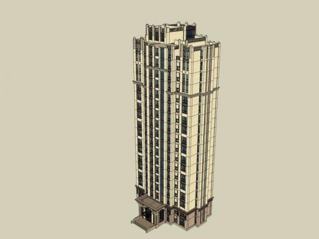 Sketchup住宅模型|高层住宅，居住建筑，古典风格
