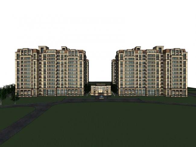 Sketchup住宅模型|小高层住宅，居住建筑，古典风格