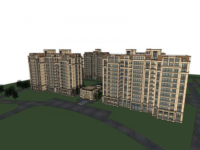 Sketchup住宅模型|小高层住宅，居住建筑，古典风格