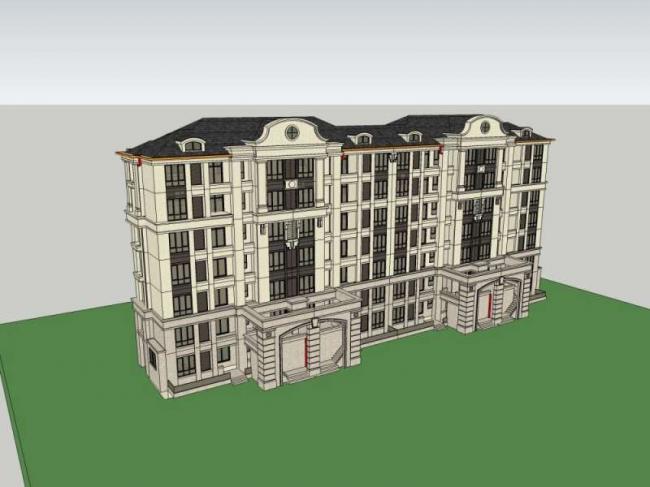 Sketchup住宅模型|多层住宅，欧式风格