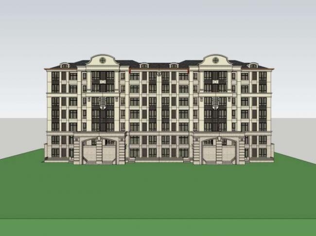 Sketchup住宅模型|多层住宅，欧式风格