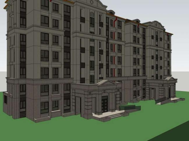 Sketchup住宅模型|多层住宅，欧式风格