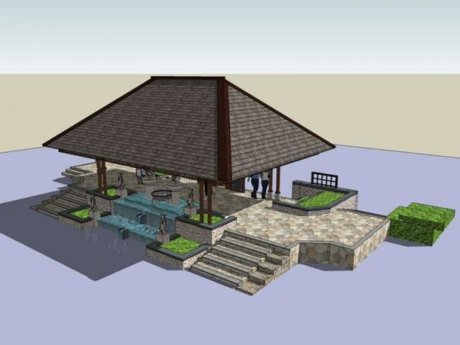 Sketchup小品模型|亭子，古典风格，小品