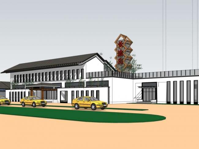 Sketchup车站路桥|多层码头，中式风格