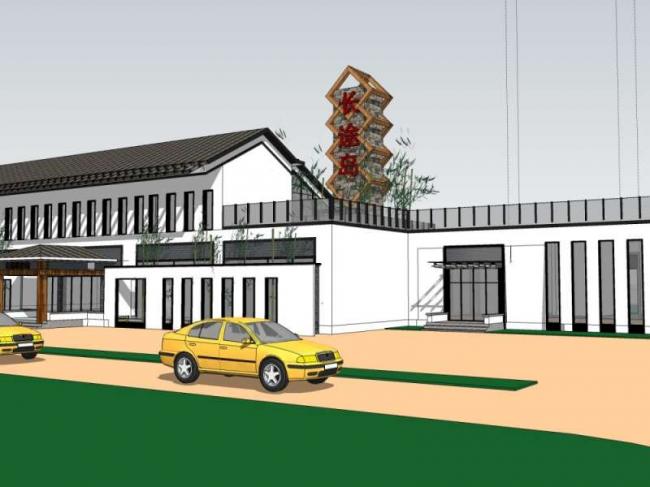 Sketchup车站路桥|多层码头，中式风格