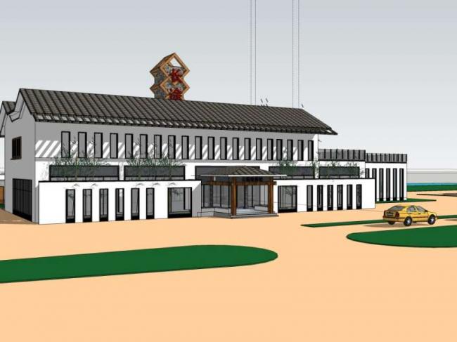 Sketchup车站路桥|多层码头，中式风格