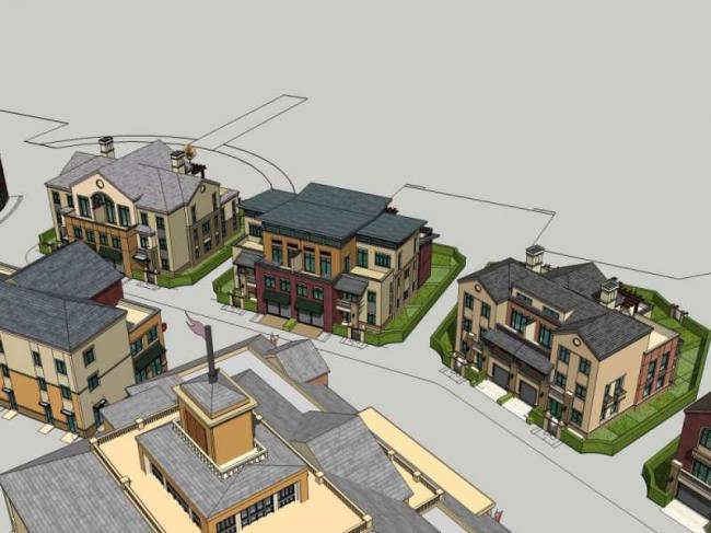 Sketchup商业模型|多层商业街，古典风格